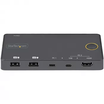 StarTech.com 2 Port Hybrid USB-A + HDMI & USB-C KVM Switch - Single 4K 60Hz HDMI 2.0 Monitor - Compact Desktop and/or Laptop HDMI KVM Switch - USB Bus Powered - Thunderbolt 3 Compatible