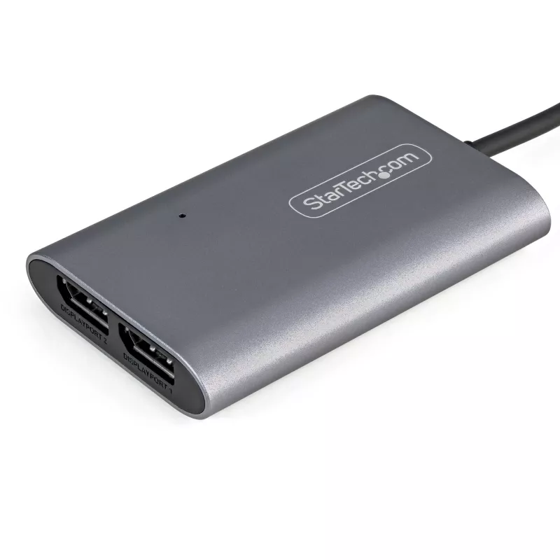 StarTech.com Thunderbolt to Dual DisplayPort Adapter DP 1.4, Dual 4K 60Hz or Single 8K/5K Thunderbolt to DP Converter, 2x DisplayPort Monitor Video Display Adapter - Mac & Windows