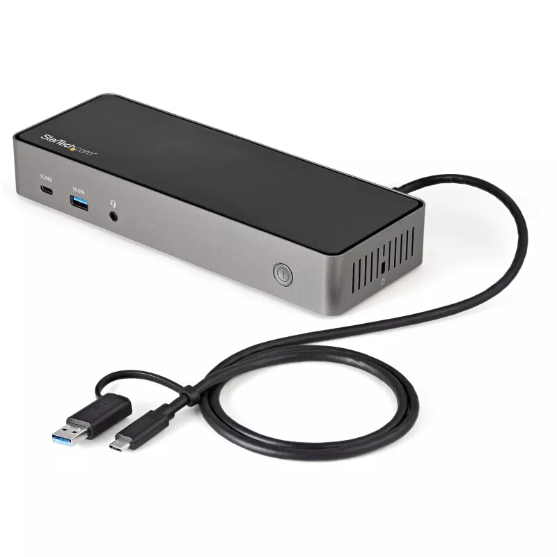 StarTech.com USB-C & USB-A Dock - Hybrid Universal Triple Monitor Laptop Docking Station DisplayPort & HDMI 4K 60Hz - 85W Power Delivery, 6x USB Hub, GbE, Audio - USB 3.1 Gen 2 10Gbps - TAA