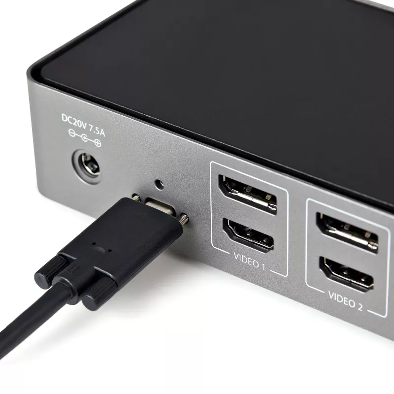 StarTech.com USB-C & USB-A Dock - Hybrid Universal Triple Monitor Laptop Docking Station DisplayPort & HDMI 4K 60Hz - 85W Power Delivery, 6x USB Hub, GbE, Audio - USB 3.1 Gen 2 10Gbps - TAA