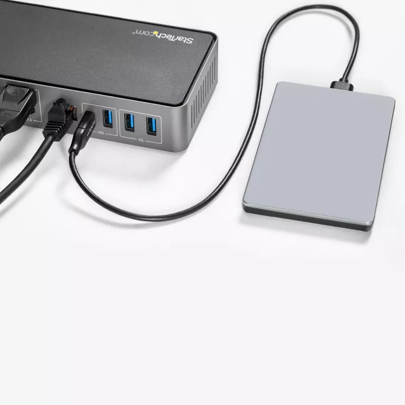 StarTech.com USB-C & USB-A Dock - Hybrid Universal Triple Monitor Laptop Docking Station DisplayPort & HDMI 4K 60Hz - 85W Power Delivery, 6x USB Hub, GbE, Audio - USB 3.1 Gen 2 10Gbps - TAA