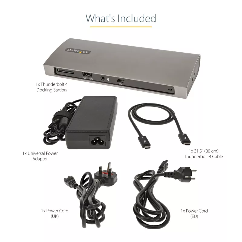 StarTech.com Thunderbolt 4 Dock, 96W Power Delivery, Single 8K/Dual Monitor 4K 60Hz, 3xTB4/USB4 ports, 4xUSB-A, SD, GbE, Thunderbolt 4 Docking Station for Windows or TB3 MacBook, 0.8m Cable