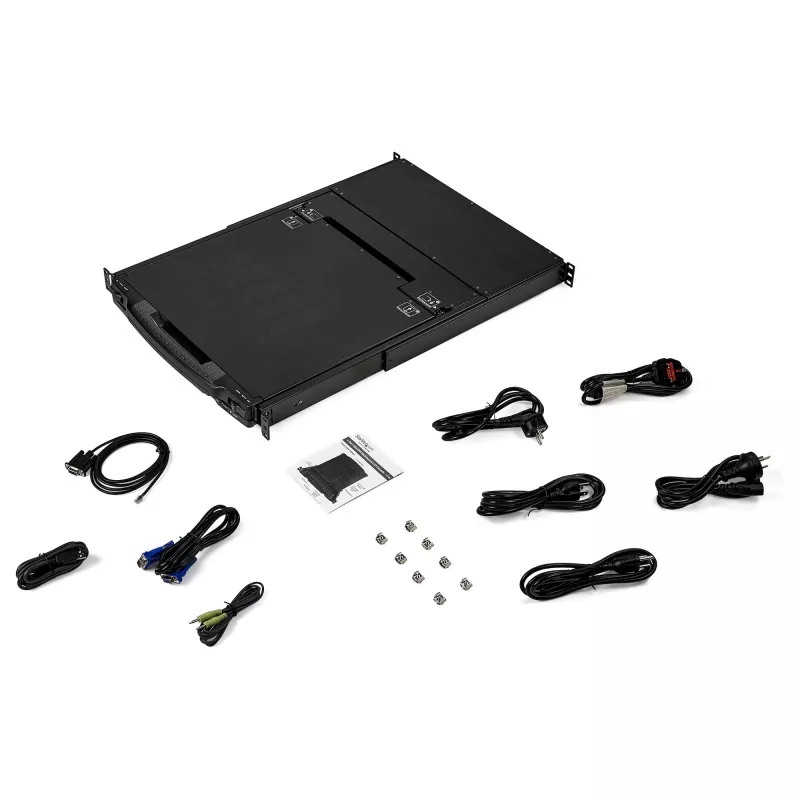 StarTech.com Dual Rail Rackmount KVM Console HD 1080p - Single Port DVI/VGA KVM w/17 inch LCD Monitor for Server Rack - Fully Featured 1U LCD KVM Drawer w/Cables - USB Support - 44230 MTBF