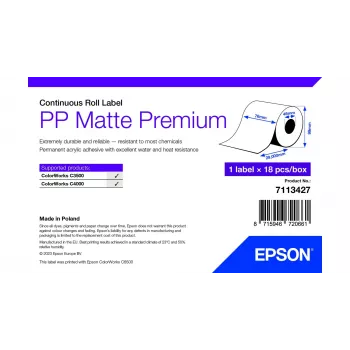 Epson PP Matte Label Premium, Continuous Roll, 76mm x 29m, White, Self-adhesive printer label, Continuous label, Roll, Inkjet, Acrylic