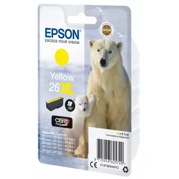 Epson Polar bear Singlepack Yellow 26XL Claria Premium Ink, High (XL) Yield, Yellow, Pigment-based ink, 9.7 ml, 1 pc(s), 700 pages