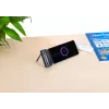 Manhattan Power Bank with integrated USB-C plug, 5000 mAh, Up to 10W output, Kickstand for Use as Charging Phone Holder, Black, One Year Warranty