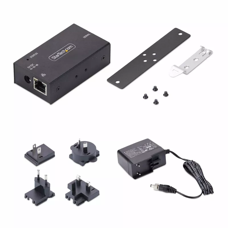 StarTech.com 1-Port Serial to Ethernet Adapter, IP Serial Device Server For Remote RS232 Devices, Wall/DIN Rail Mountable, Metal Housing, RJ45 LAN to DB9 Serial Converter