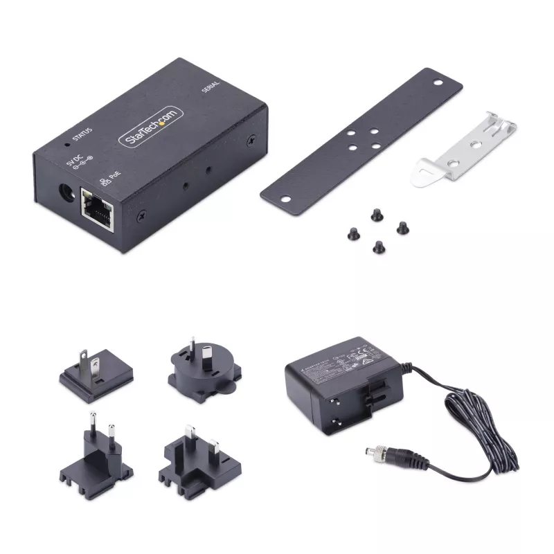 StarTech.com 1-Port Serial to Ethernet Adapter, 802.3af PoE IP Serial Device Server For Remote RS232 Devices, Wall/DIN Rail Mountable, RJ45 LAN to DB9 Serial Converter, TAA