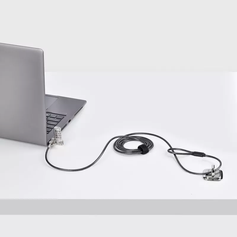 StarTech.com Universal Laptop Cable Lock 6.6ft (2m), Serialized Security Cable for Notebook, Compatible w/Noble Wedge®/Nano/K-Slot; Keyless Combination Cable, TAA