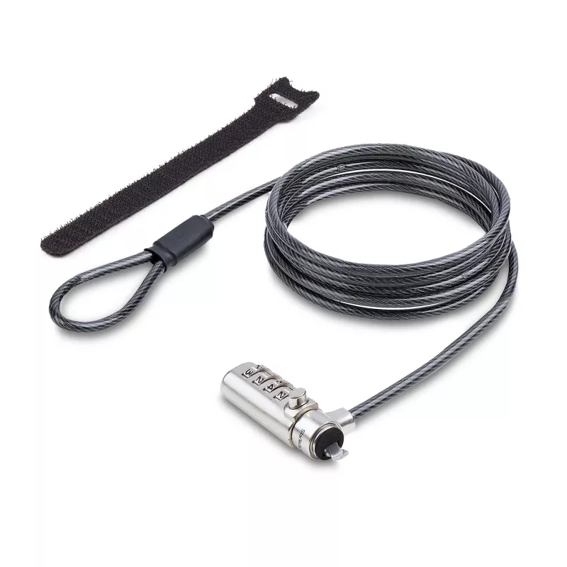 StarTech.com Slim Lock Nano Slot Compatible, 6.6ft (2m) Locking Cable, Desk Anti-Theft Security For Laptop/Notebook Computer, Cut-Resistant Steel Cable, 4-Digit Lock