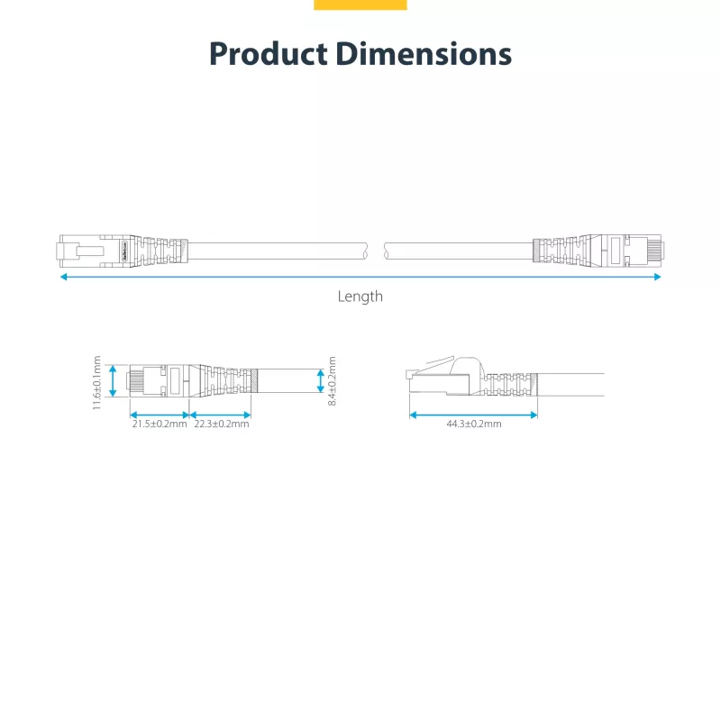 StarTech.com 1m Blue CAT8 Ethernet Cable, Snagless RJ45, 25G/40G, 2000MHz, 100W PoE++, S/FTP, 26AWG Pure Bare Copper Wire, LSZH, Shielded Network Patch Cord w/Strain Reliefs, Individually Tested