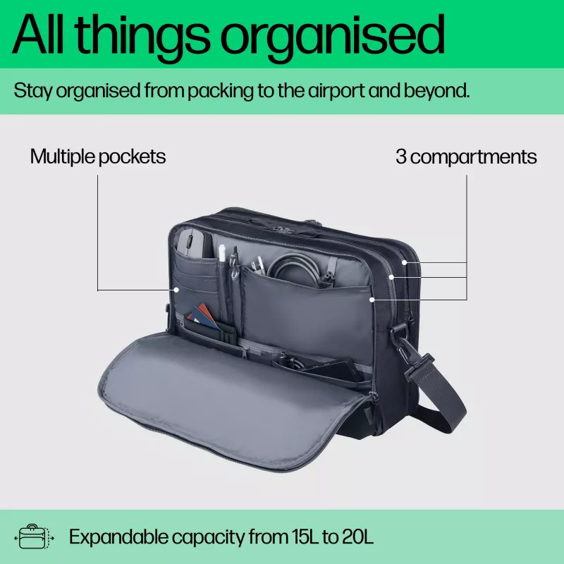 Laptop Bag HP Travel Plus 15L 14-inch Briefcase 820g Monochromatic