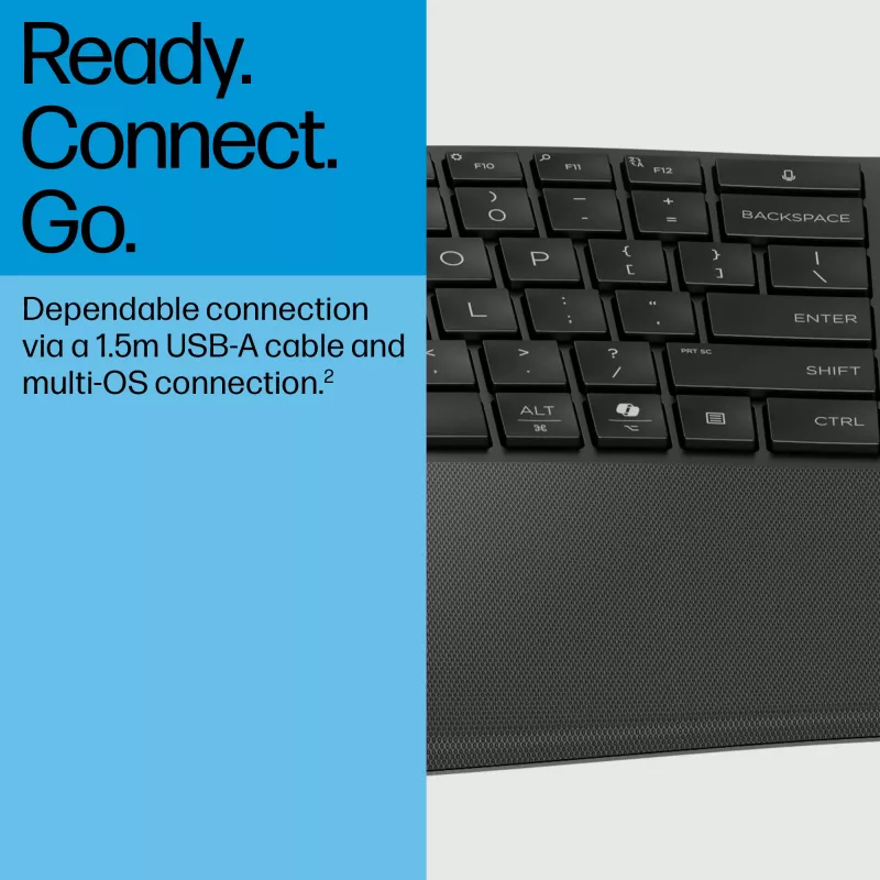 HP 485 Comfort Wired Keyboard Full-size USB Membrane with Wrist Rest