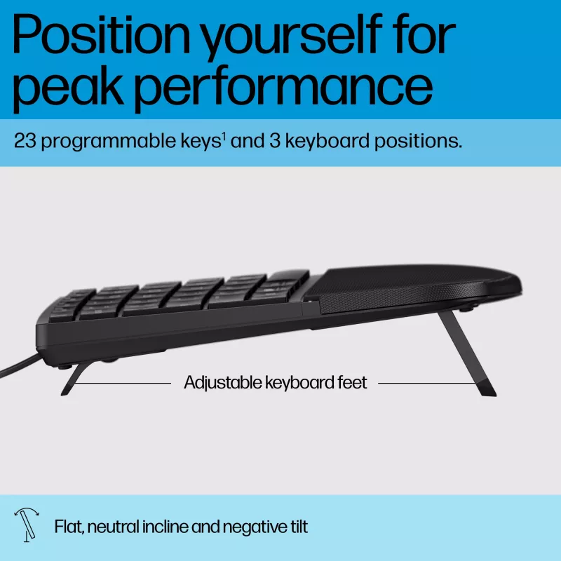 HP 485 Comfort Wired Keyboard Full-size USB Membrane with Wrist Rest