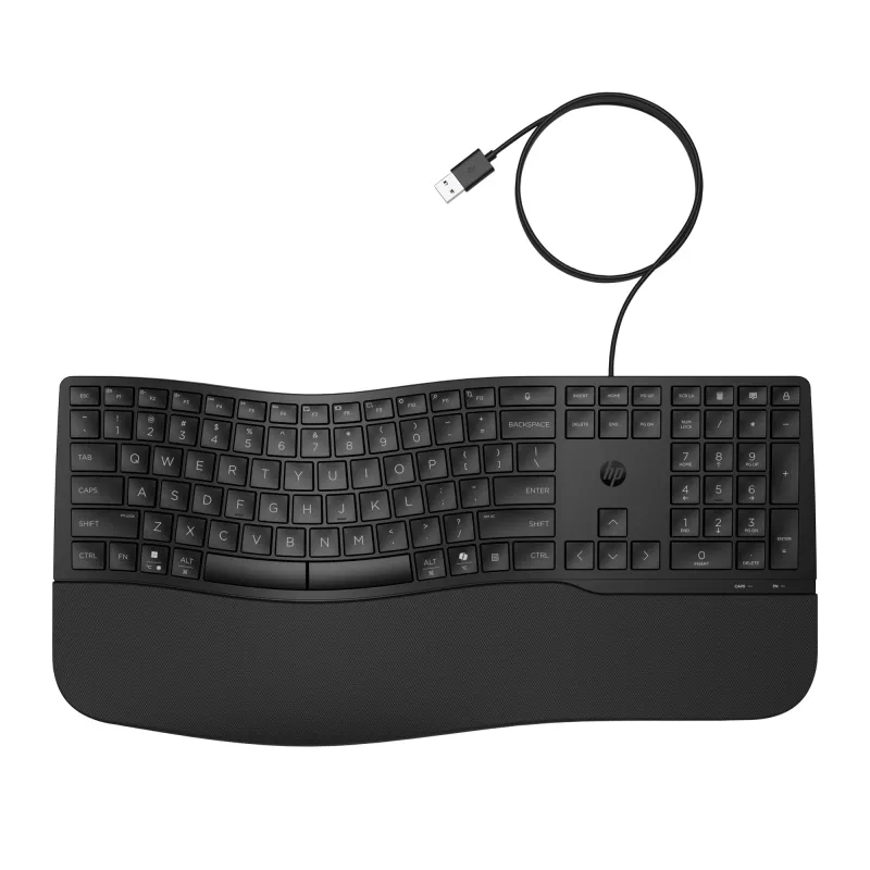 HP 485 Comfort Wired Keyboard Full-size USB Membrane with Wrist Rest
