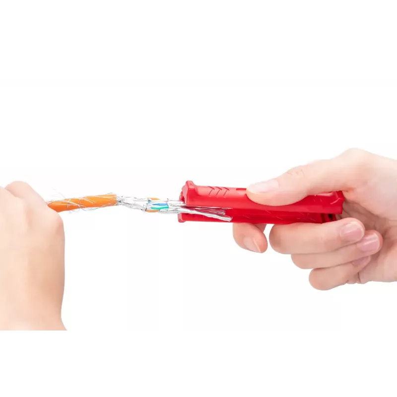Stripping tool for data cables DIGITUS DN-94001-1353 — stripping capacity 5 mm–15 mm, max cable diameter 15 mm, red