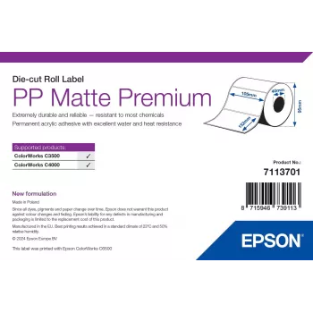Epson PP Matte Label Premium, Die-cut Roll, 105mm x 152mm, 185 Labels