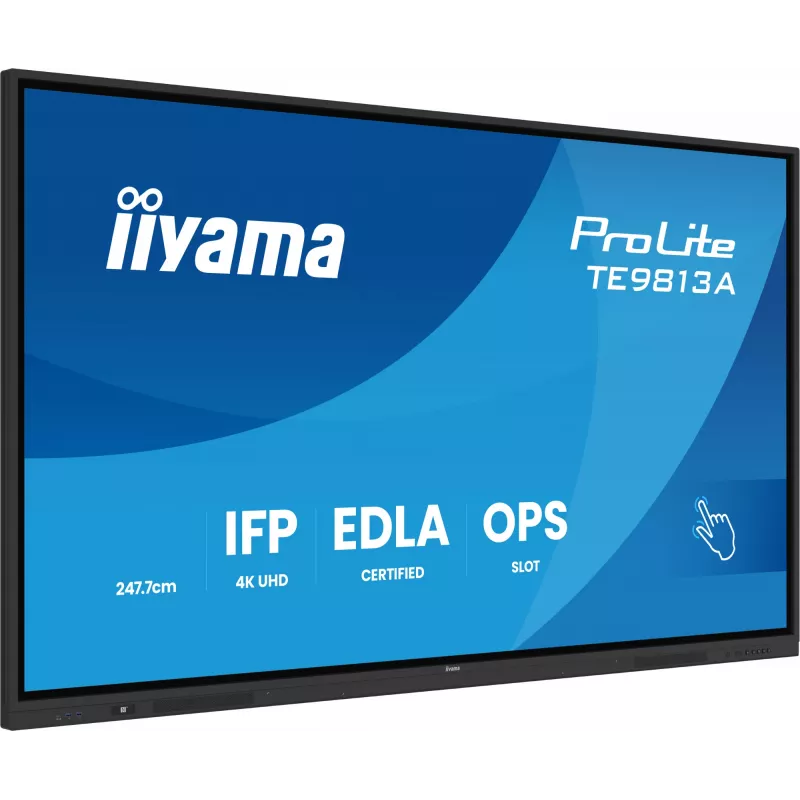 iiyama TE9813A-B1AG Signage Display Interactive flat panel 2.48 m (97.5 inch) Wi-Fi 500 cd/m² 4K Ultra HD Black Touchscreen Built-in processor Android 18/7