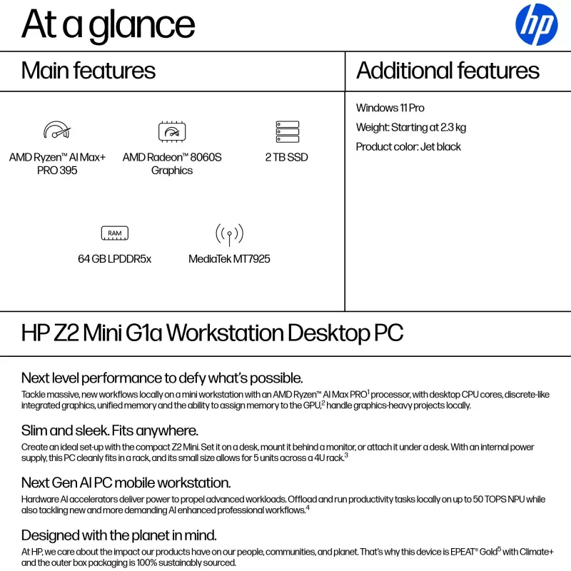 Workstation HP Z2 Mini G1a Intel Processor 16GB RAM 2TB SSD Windows 11 Pro