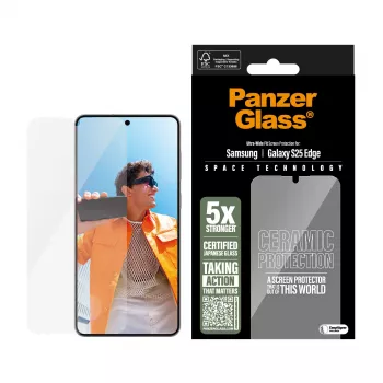 PanzerGlass ® Ceramic Screen Protector Samsung S25 Edge | Ultra-Wide Fit w. EasyAligner