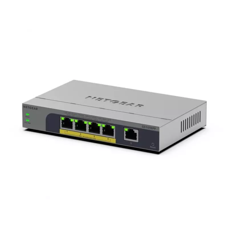 NETGEAR GS105EPP Unmanaged Gigabit Ethernet (10/100/1000) Power over Ethernet (PoE) Desktop/Wall-Mounting Grey