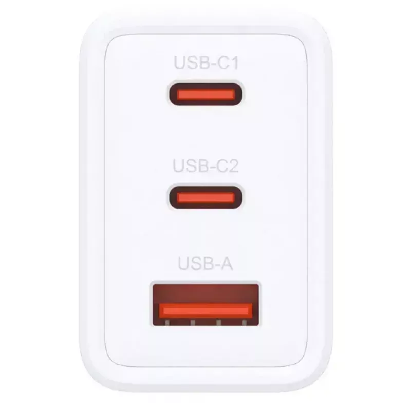AC Indoor Charger D-Link DCP-651 — 65 W GaN, 2x USB‑C, Universal compatibility, 90–264 V, White