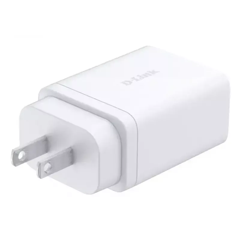 AC Indoor Charger D-Link DCP-651 — 65 W GaN, 2x USB‑C, Universal compatibility, 90–264 V, White