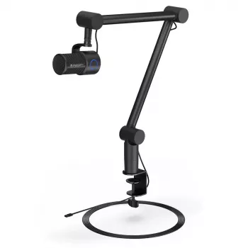 PC microphone ENDORFY Solum Studio — USB wired, 24-bit/96 kHz, 20–20000 Hz, adjustable table mount, touch controls, headphone out, black