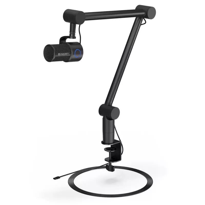 PC microphone ENDORFY Solum Studio — USB wired, 24-bit/96 kHz, 20–20000 Hz, adjustable table mount, touch controls, headphone out, black