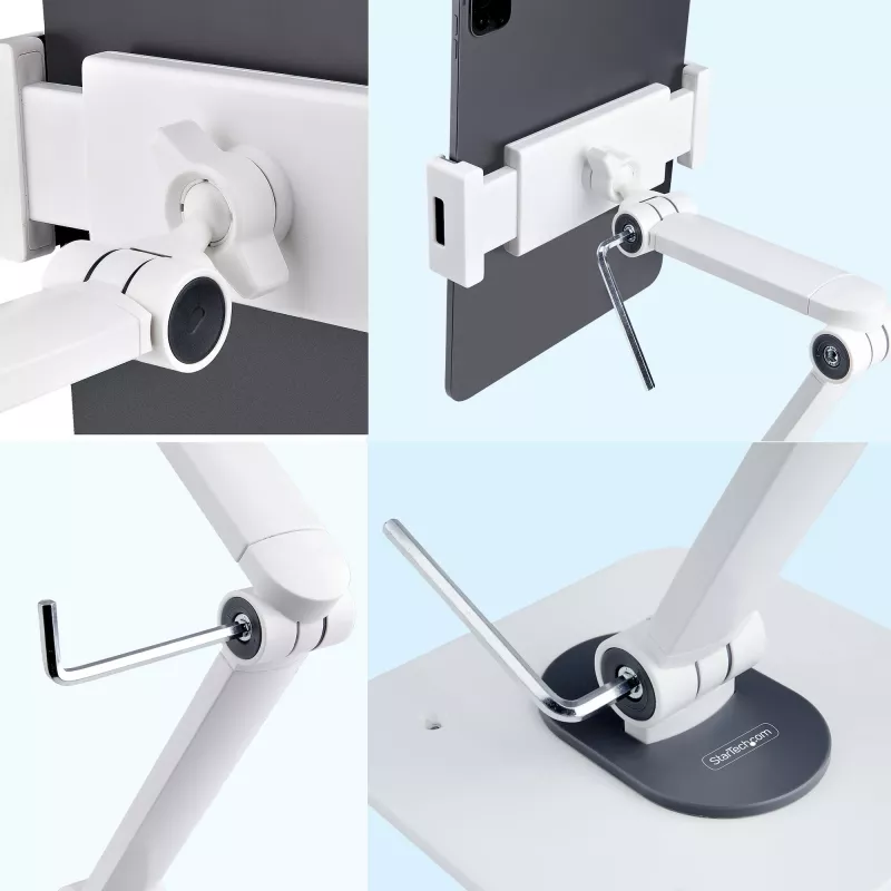 StarTech.com Adjustable Tablet Stand for Desk - Wall Mountable - Capacity 2.2lb (1kg) - Ergonomic Articulating Universal Tablet Stand - Tablet Holder for Desk Pivot/Swivel/Rotate