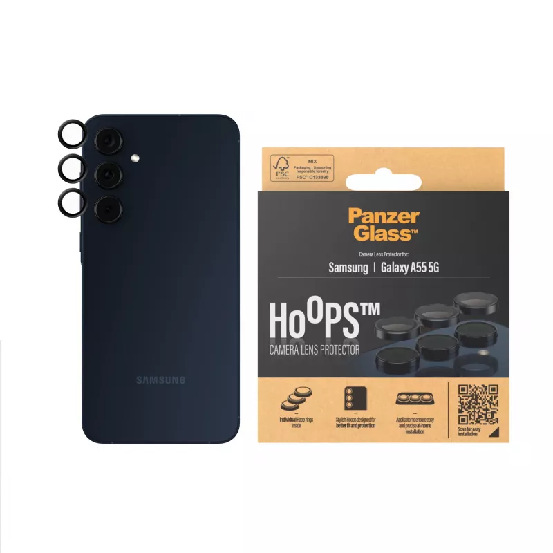 PanzerGlass ® Hoops® Camera Lens Protector Black Samsung Galaxy A55 5G