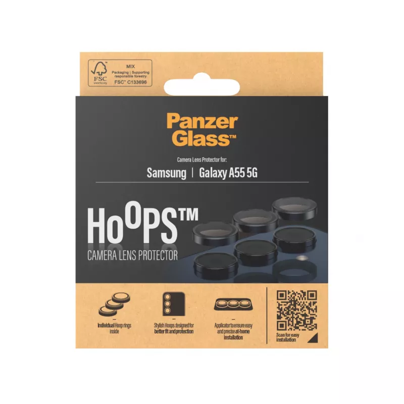 PanzerGlass ® Hoops® Camera Lens Protector Black Samsung Galaxy A55 5G