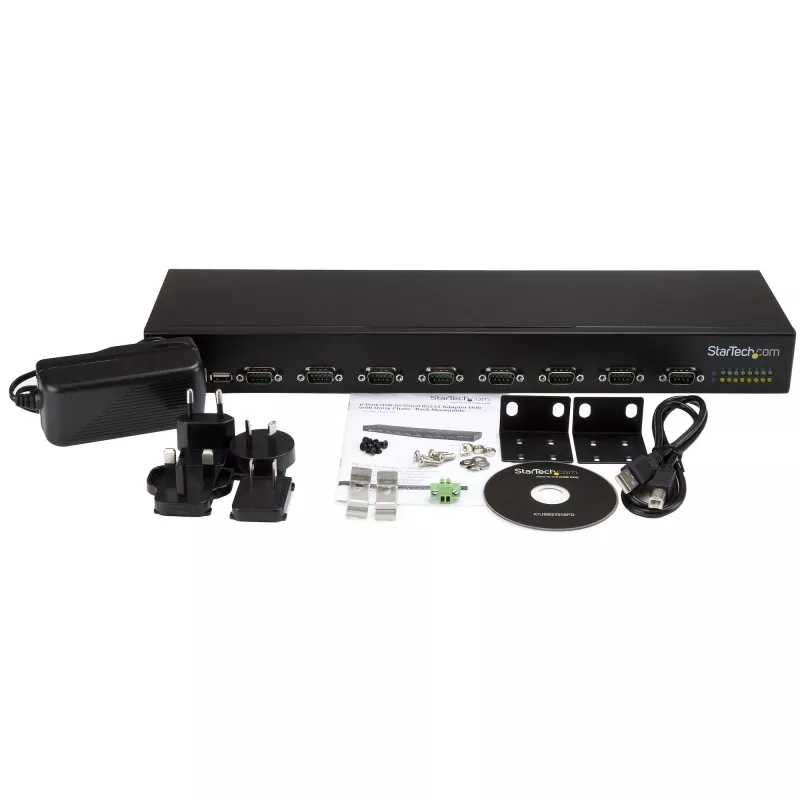 StarTech.com 8-Port USB-to-Serial Adapter Hub, USB 2.0, Serial, Black, Aluminium, 36 W, 100 - 240 V