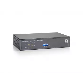 LevelOne 10-Port Fast Ethernet PoE Switch, 1 x Gigabit RJ45, 1 x Gigabit SFP, 8 PoE Outputs, 120W