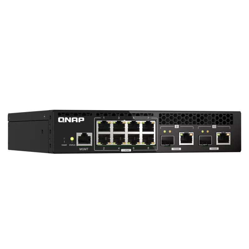 QNAP QSW-M2108R-2C managed L2 switch, 8 x 2.5GbE + 2 x 10GbE SFP+/RJ-45 combo, half-width, rack mountable