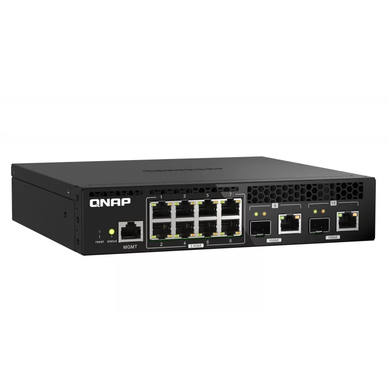 QNAP QSW-M2108R-2C managed L2 switch, 8 x 2.5GbE + 2 x 10GbE SFP+/RJ-45 combo, half-width, rack mountable