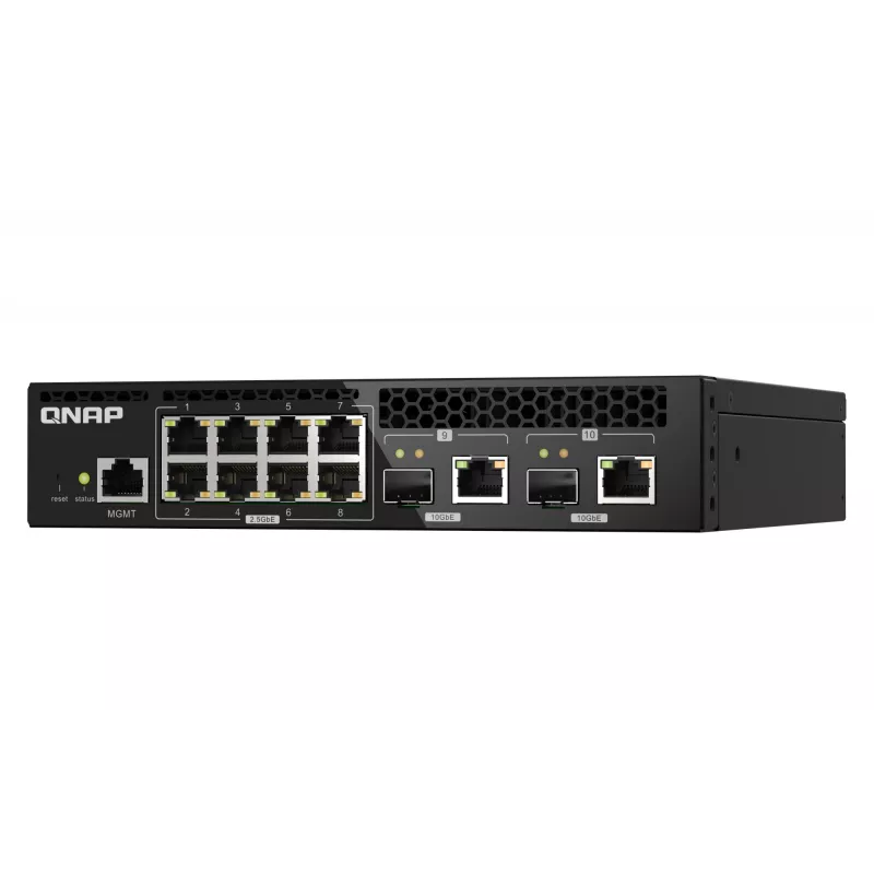 QNAP QSW-M2108R-2C managed L2 switch, 8 x 2.5GbE + 2 x 10GbE SFP+/RJ-45 combo, half-width, rack mountable