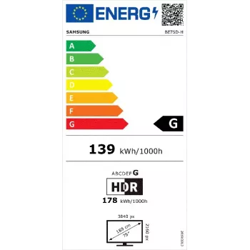 Samsung BE75D-H 75 inch 4K UHD Digital Signage Display with Tizen and Wi-Fi