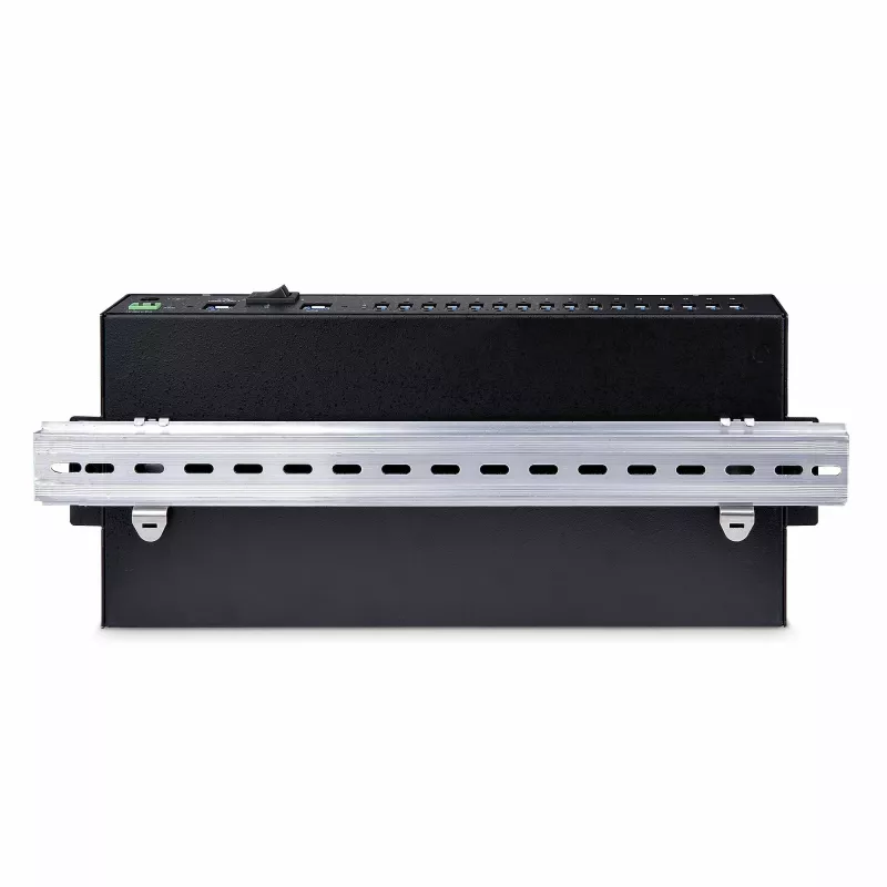 StarTech.com 16-Port Industrial USB 5Gbps Hub with Power Adapter, Metal Enclosure, Mountable, ESD Protection, Terminal Block Power, USB Charging, Dual-Host Switch - TAA