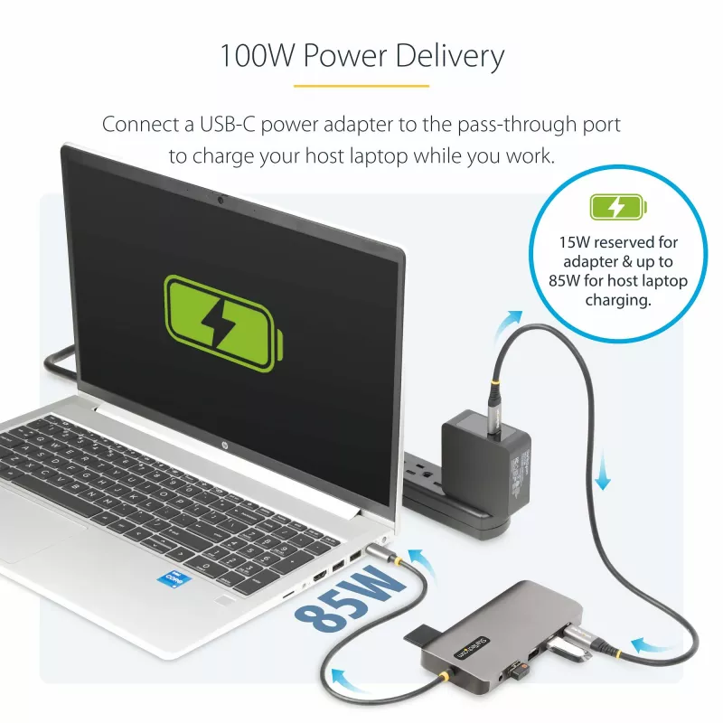 StarTech.com USB-C Triple-Monitor Multiport Adapter, Dual 4K 60Hz + 4K 30Hz HDMI & DisplayPort, 4-Port USB Hub, 100W PD Pass-Through, GbE, SD/MicroSD Card Readers