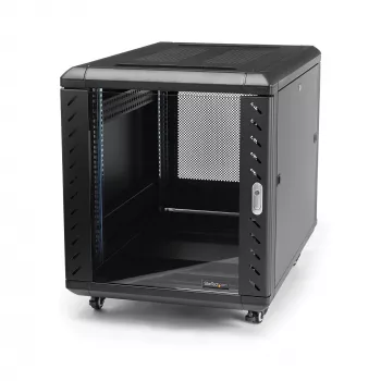 StarTech.com RK1236BKF 12U 19 inch Server Rack Cabinet with Lockable Mesh Doors, Casters, 800 kg Load Capacity, Black
