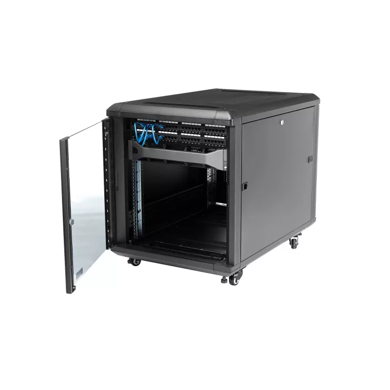 StarTech.com RK1236BKF 12U 19 inch Server Rack Cabinet with Lockable Mesh Doors, Casters, 800 kg Load Capacity, Black