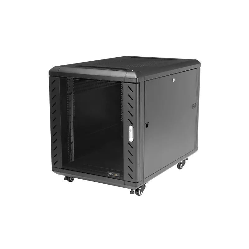 StarTech.com RK1236BKF 12U 19 inch Server Rack Cabinet with Lockable Mesh Doors, Casters, 800 kg Load Capacity, Black