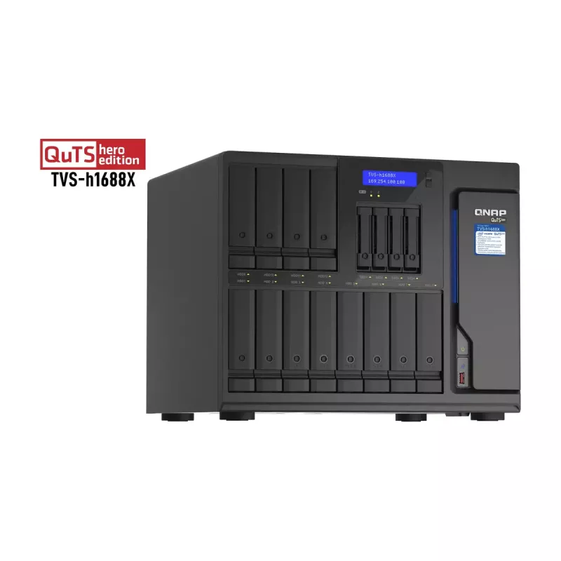 QNAP TVS-h1688X NAS Tower Intel® Xeon® W-1250 32 GB DDR4 0 TB QuTS hero Black