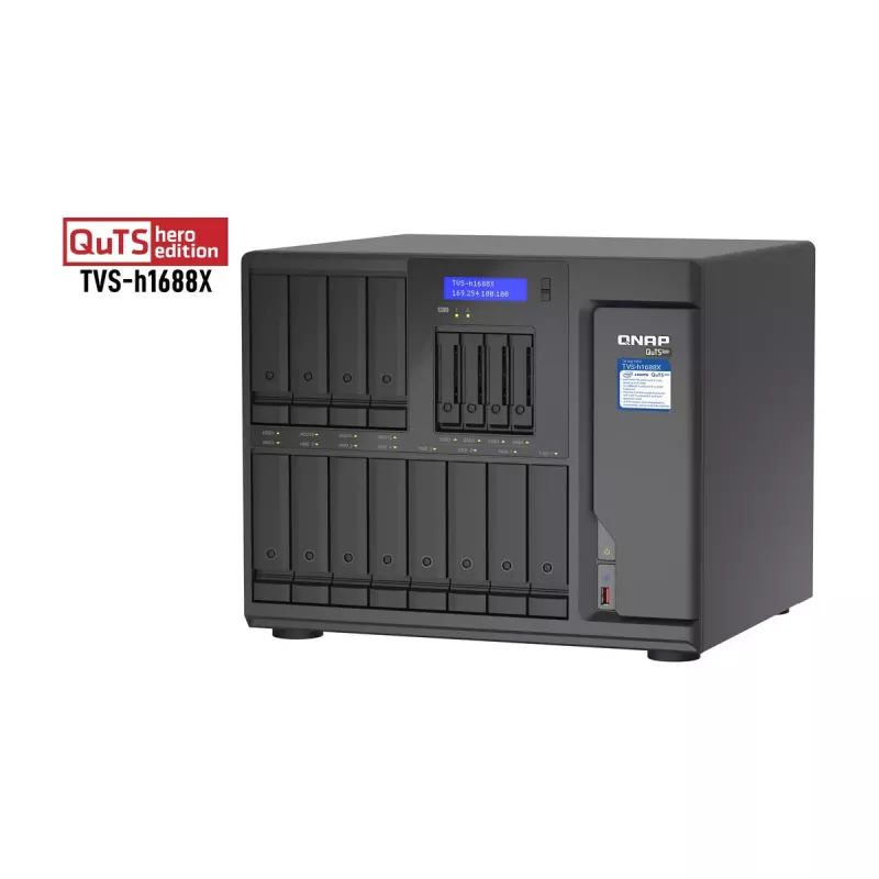 QNAP TVS-h1688X NAS Tower Intel® Xeon® W-1250 32 GB DDR4 0 TB QuTS hero Black
