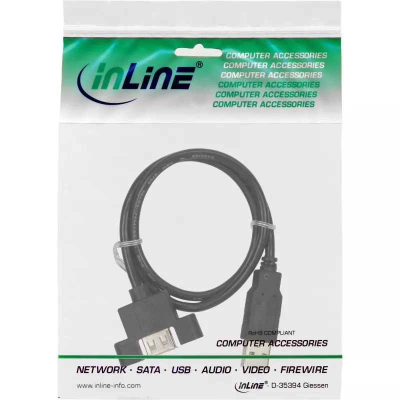 InLine USB 2.0 Adapter Cable Type A male / A female for slot bracket, 0.6m