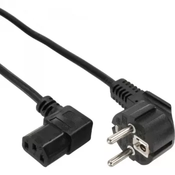 InLine power cable, CEE 7/7 angled / 3pin IEC C13 male angled, 0.5m