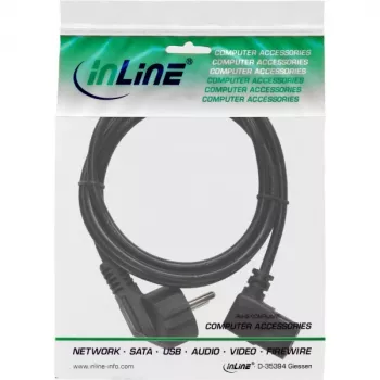 InLine power cable, CEE 7/7 angled / 3pin IEC C13 male angled, 0.5m