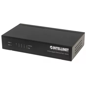 Intellinet 5-Port Gigabit Ethernet PoE+ Switch, 4 x PSE Ports, IEEE 802.3at/af Power over Ethernet (PoE+/PoE) Compliant, 60 W, Desktop
