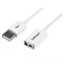 StarTech.com 1m White USB 2.0 Extension Cable A to A - M/F, 1 m, USB A, USB A, USB 2.0, 0.48 Gbit/s, White
